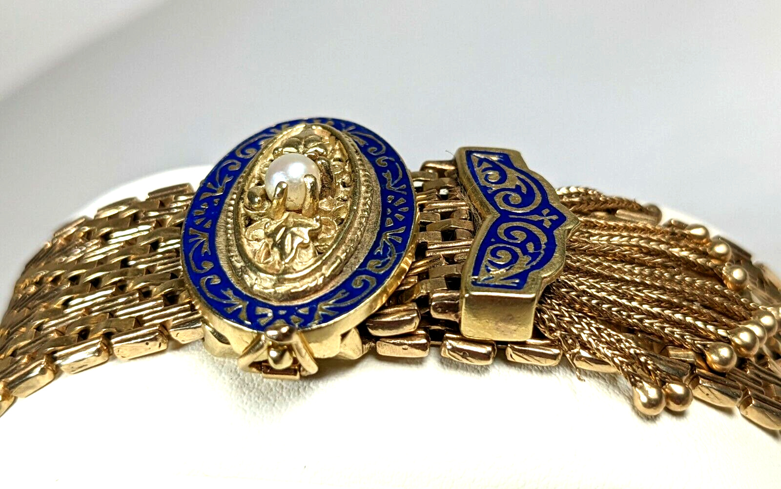 Victorian 14 KT GOLD ENAMEL Champlevé Demi-Parure… - image 6