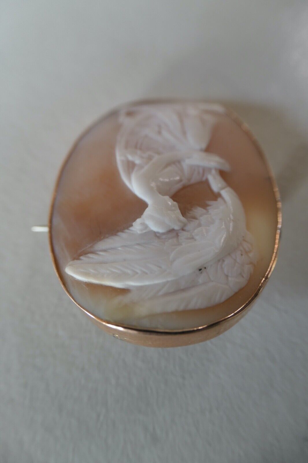 Antique Victorian carved shell Ebe eagle 9 Kt gol… - image 9