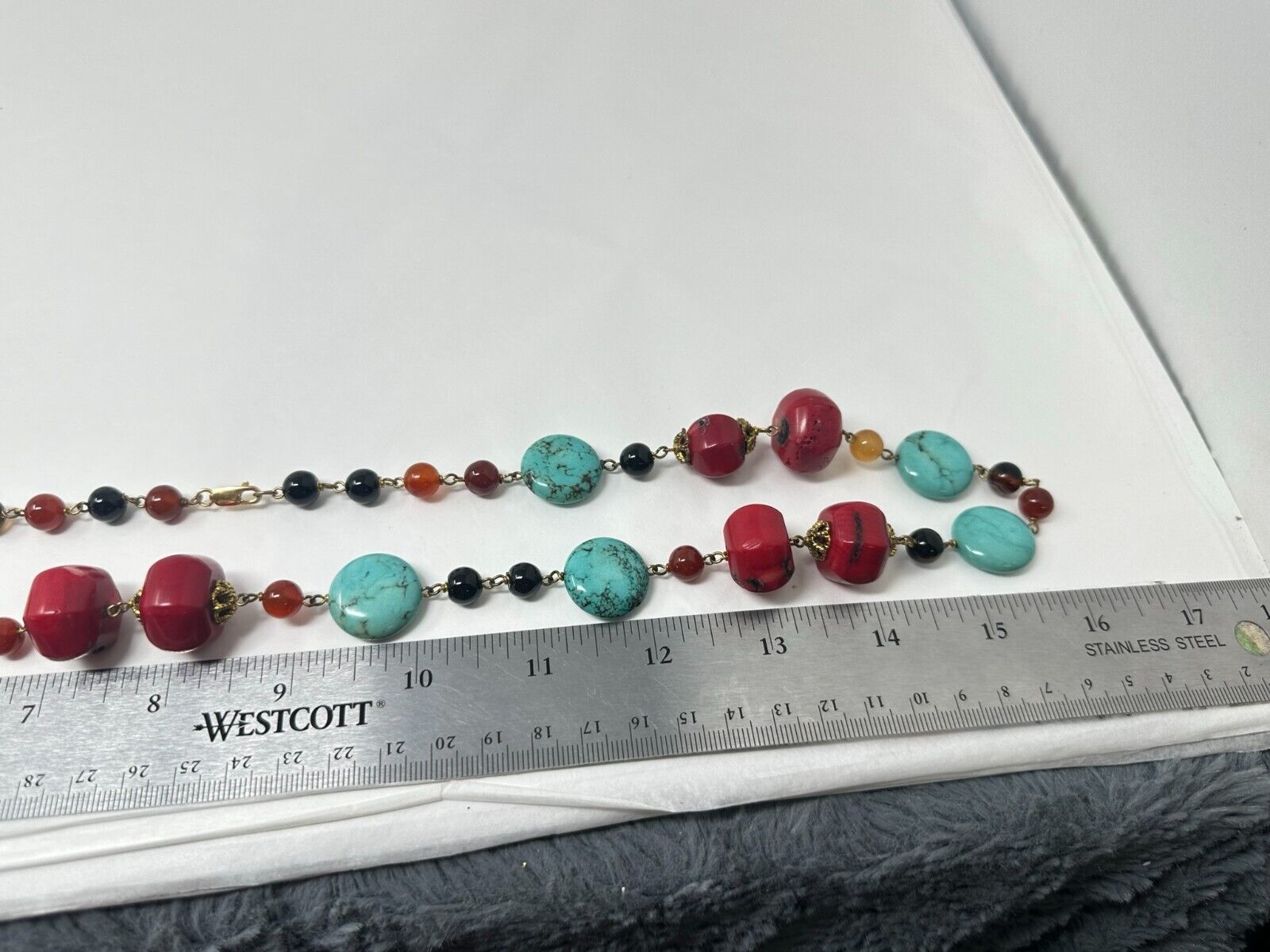 Vintage 14k Gold-Filled Blue Turquoise Red Coral … - image 12