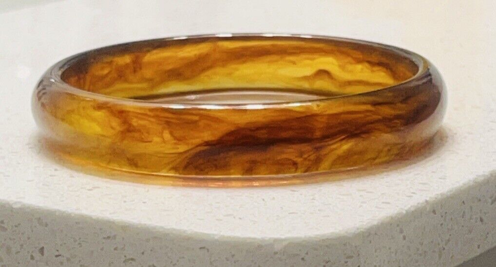 True Vintage Amber & Root beer Swirled Lucite Ban… - image 7