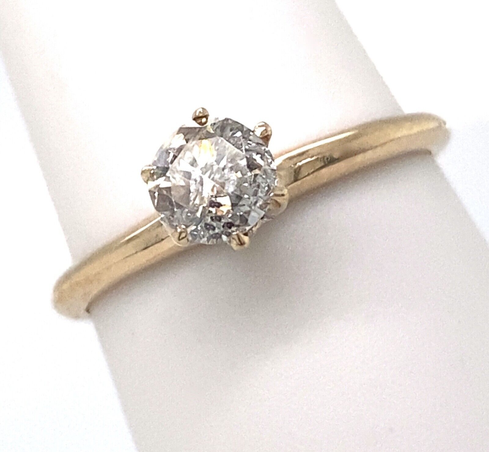 Simple 14K Solitaire Ring, Size 5.5, w Very Dirty… - image 3