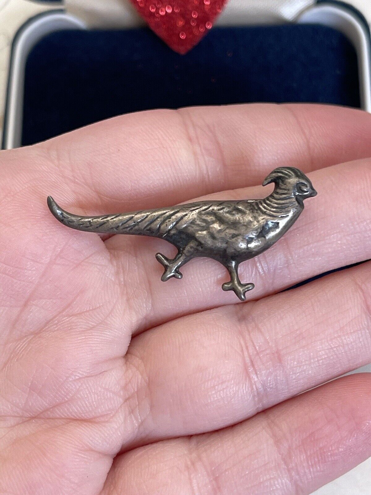 Antique brooch Bird 1900s silver color  Rare For … - image 12