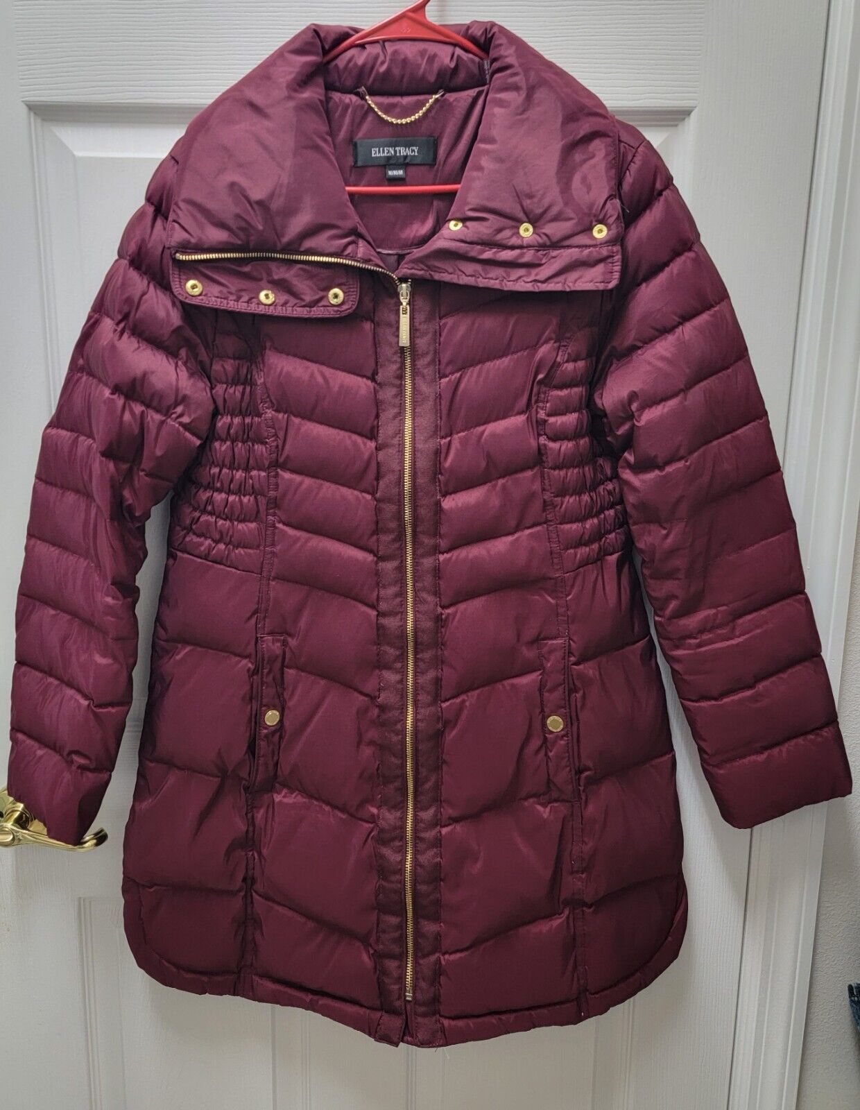 Ellen Tracy Red Puffer Women Jacket Medium - image 1