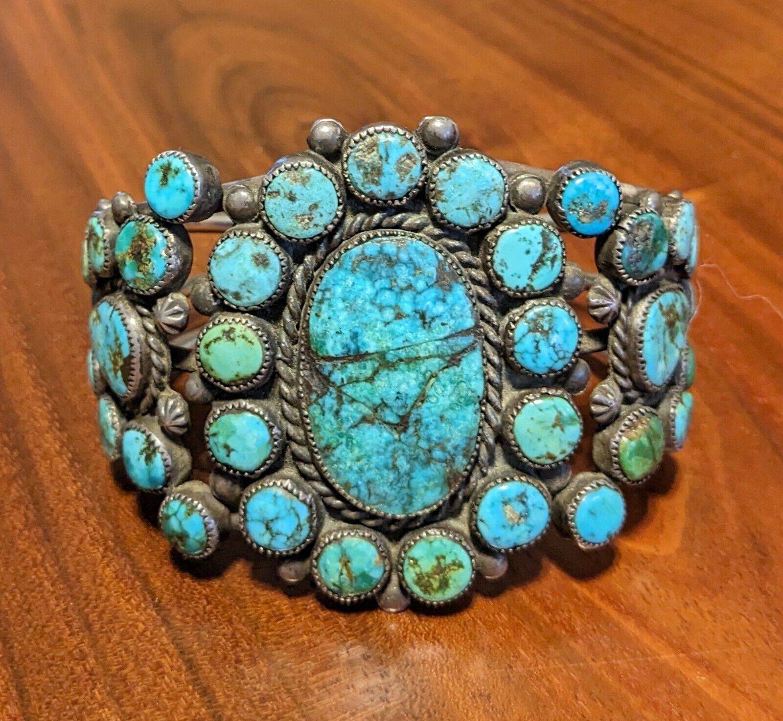 Vintage Native American Navajo Turquoise Cluster … - image 6