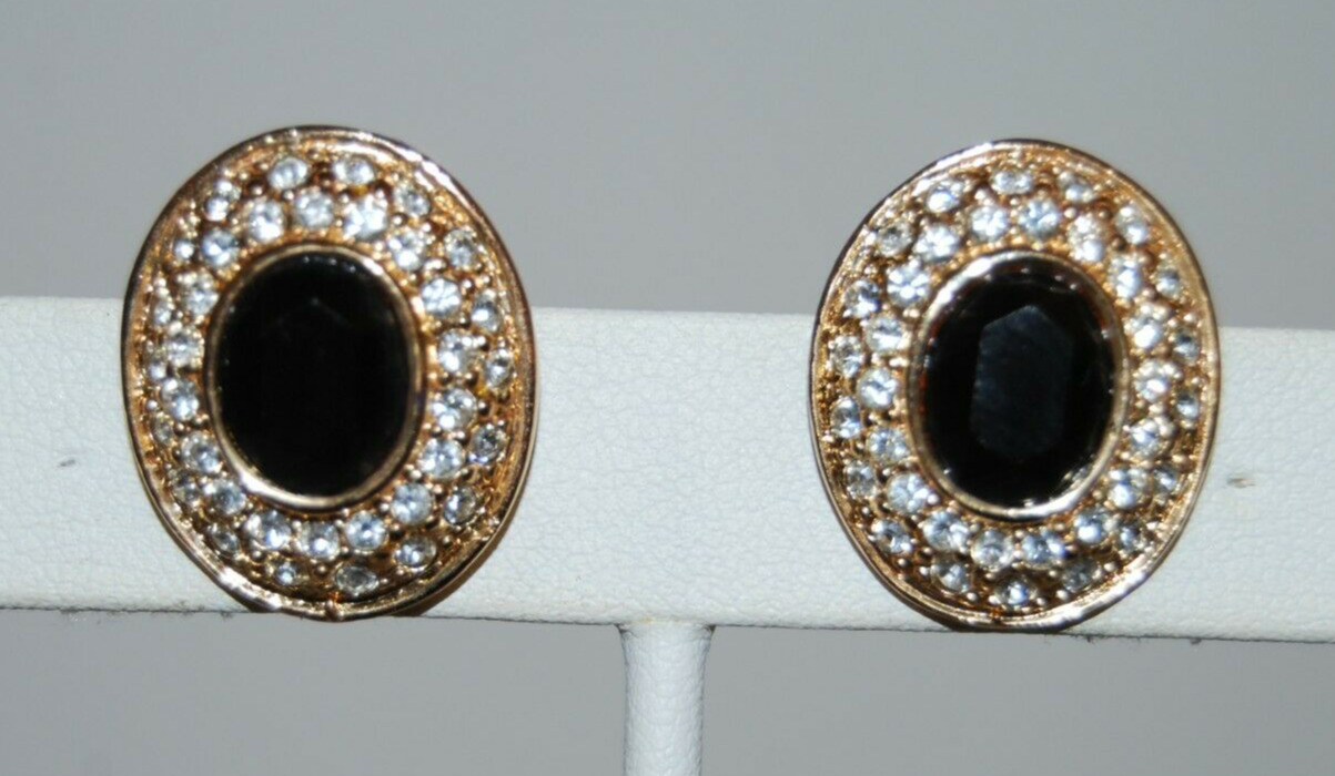 ELEGANT VTG ROMAN COUTURE BLACK CRYSTAL PAVE RHIN… - image 10