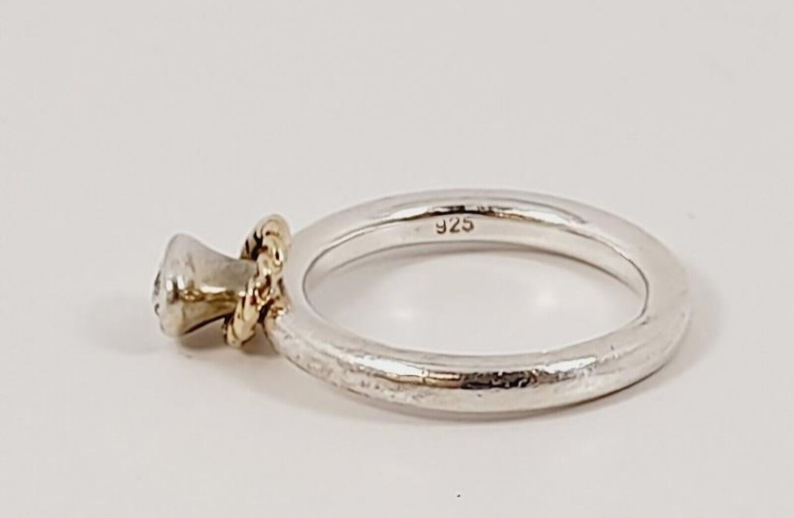 RETIRED Authentic PANDORA SS & 14K GOLD Clear CZ … - image 3