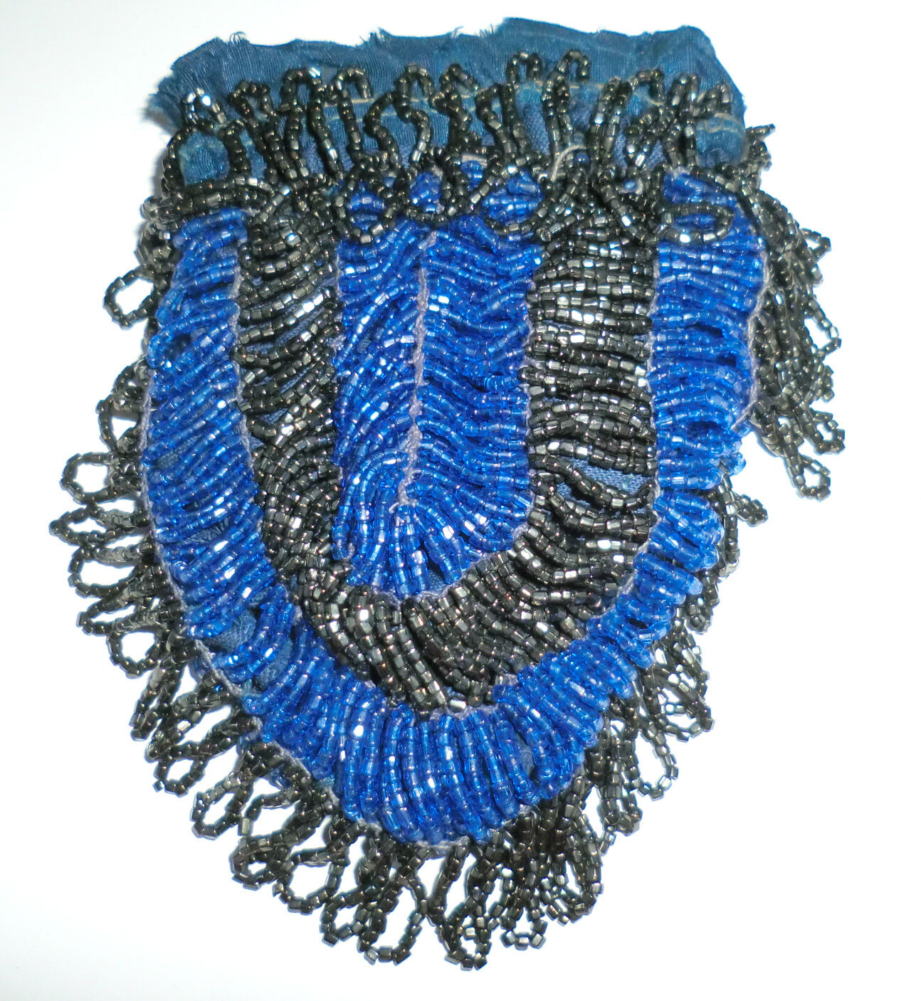 Antique Victorian Edwardian Beaded Bag Purse Blue… - image 1