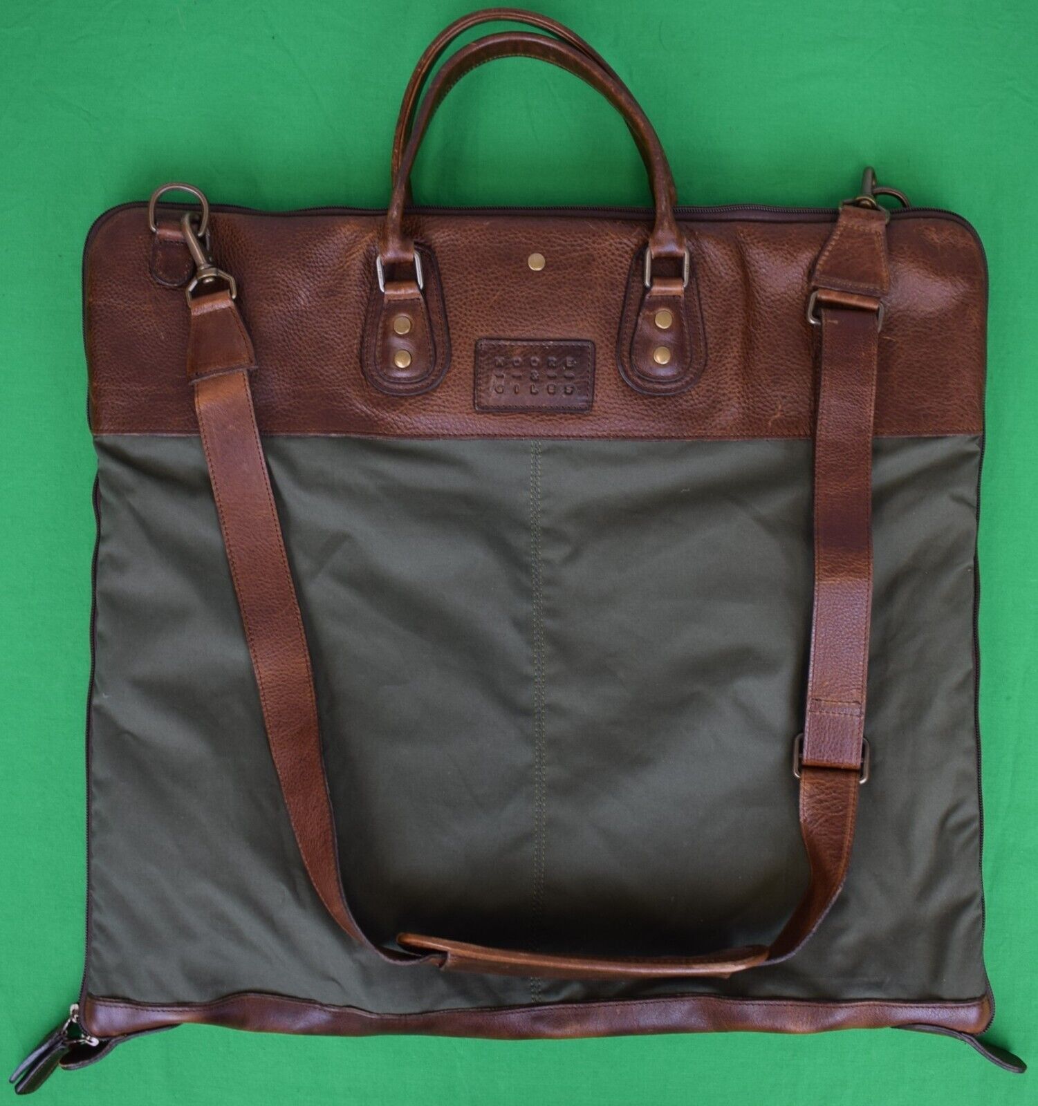 "Moore & Giles Gravely Garment Bag Olive & Titan … - image 1