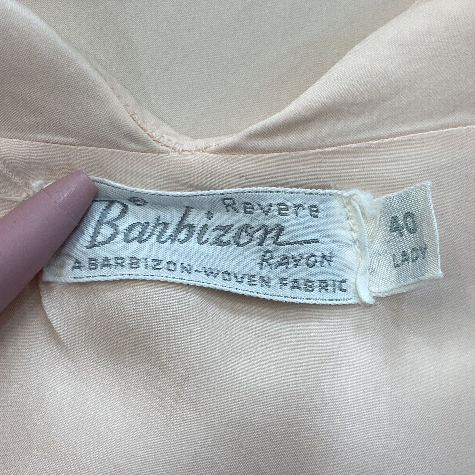 Vintage 30s/40s Peach Bias Cut BARBIZON Rayon Lac… - image 11