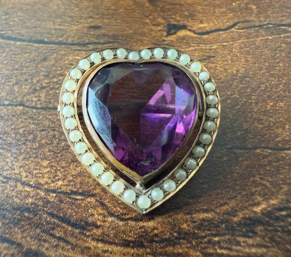 Antique 1860s Victorian Gold Filled Purple Glass … - image 6