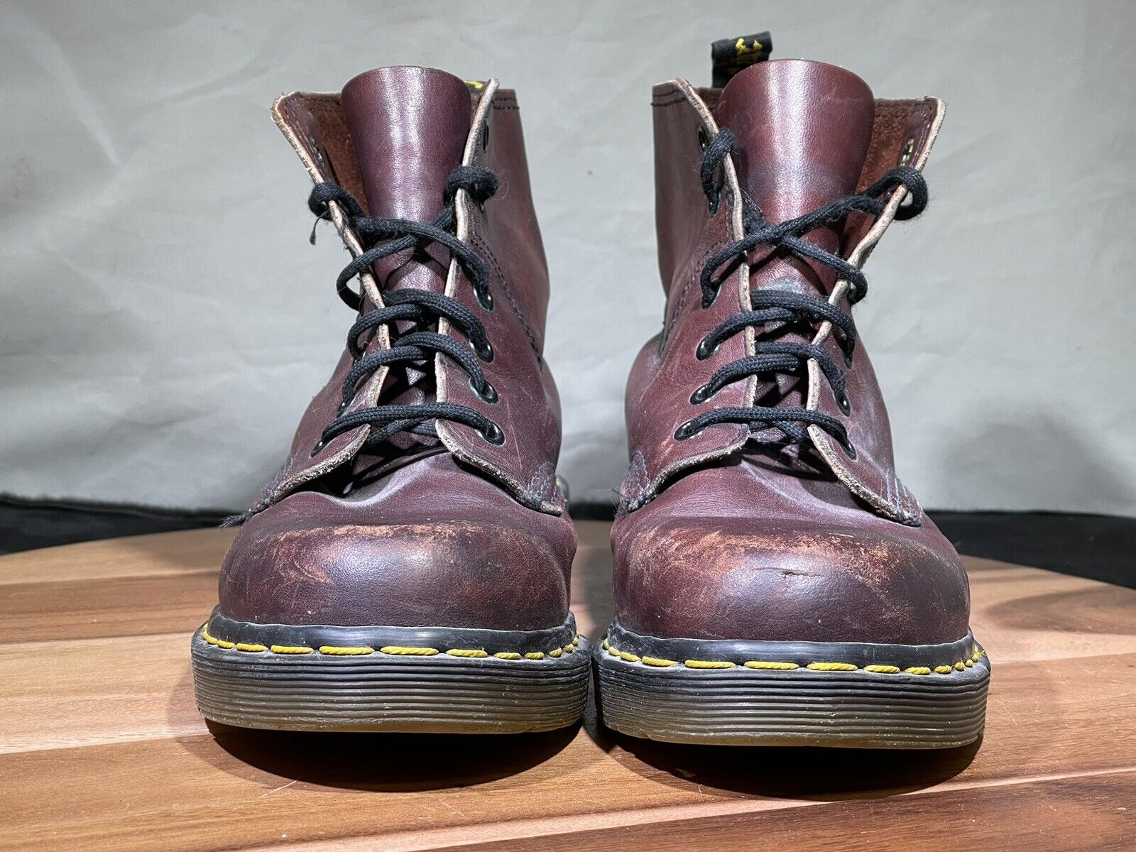 Vtg Dr Doc Martens 6 Eye Reddish Brown Leather Bo… - image 3