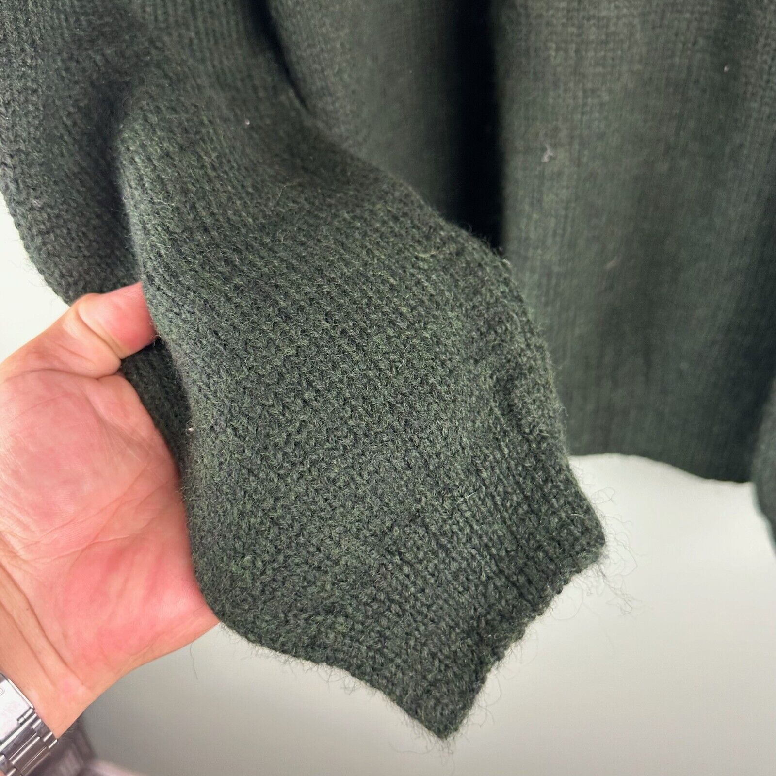 J. Crew Vintage Sweater Hand Knit 100% Wool Green… - image 5