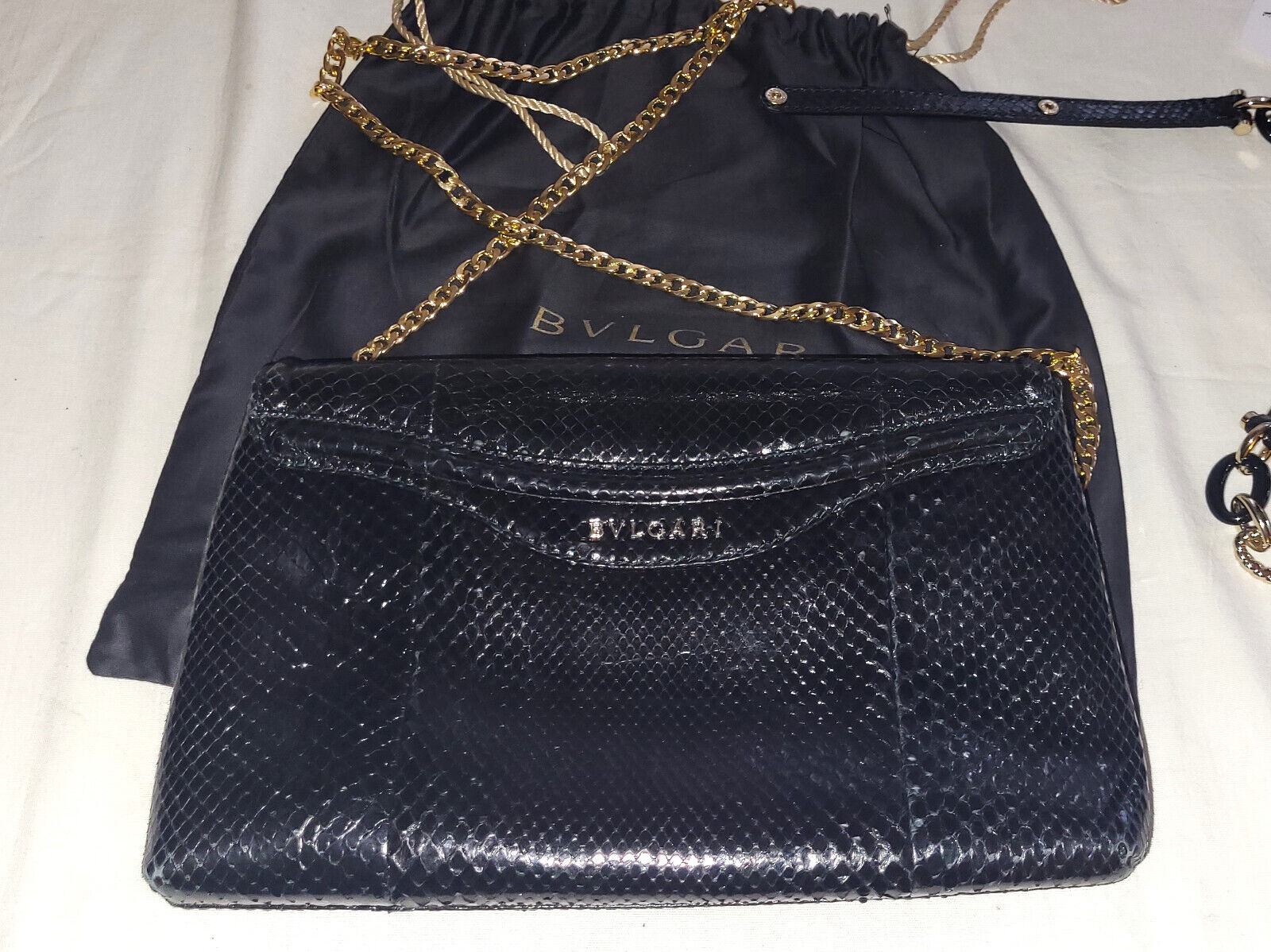 BVLGARI ~ RARE * LIMITED black  Real snakeskin Ha… - image 13