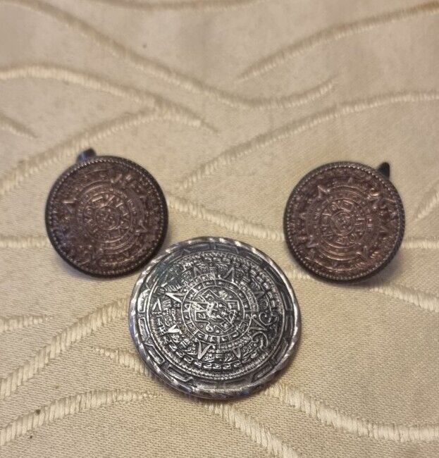 Maya calendar silver, PENDANT/BROOCH CUFFLINKS - image 6