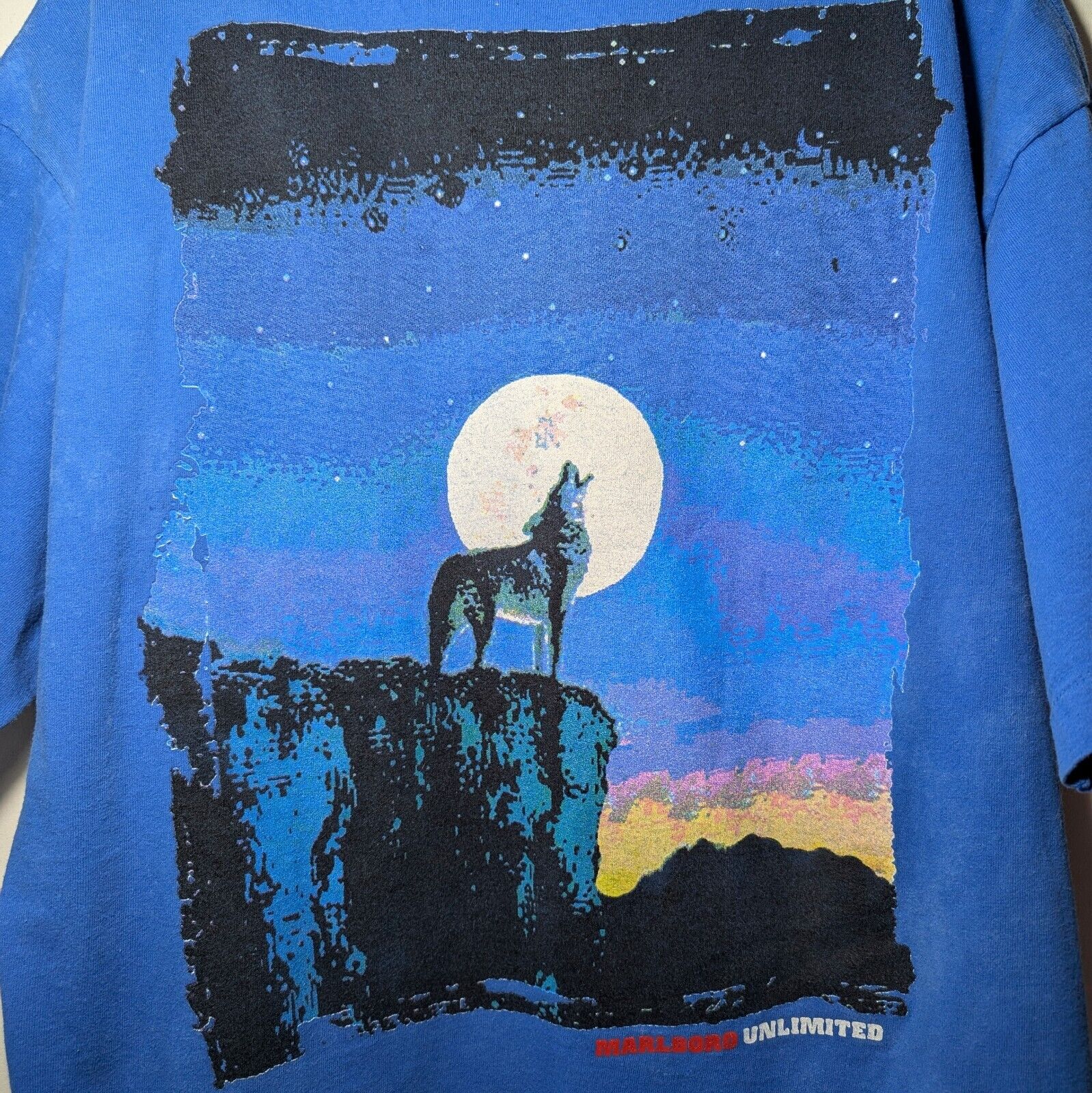 Vintage 90s Marlboro Unlimited Wolf Art Nature RA… - image 3