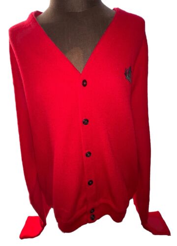 Vintage Izod Golf Cardigan Sweater Red Large Butto