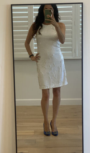 bebe white sequin dress