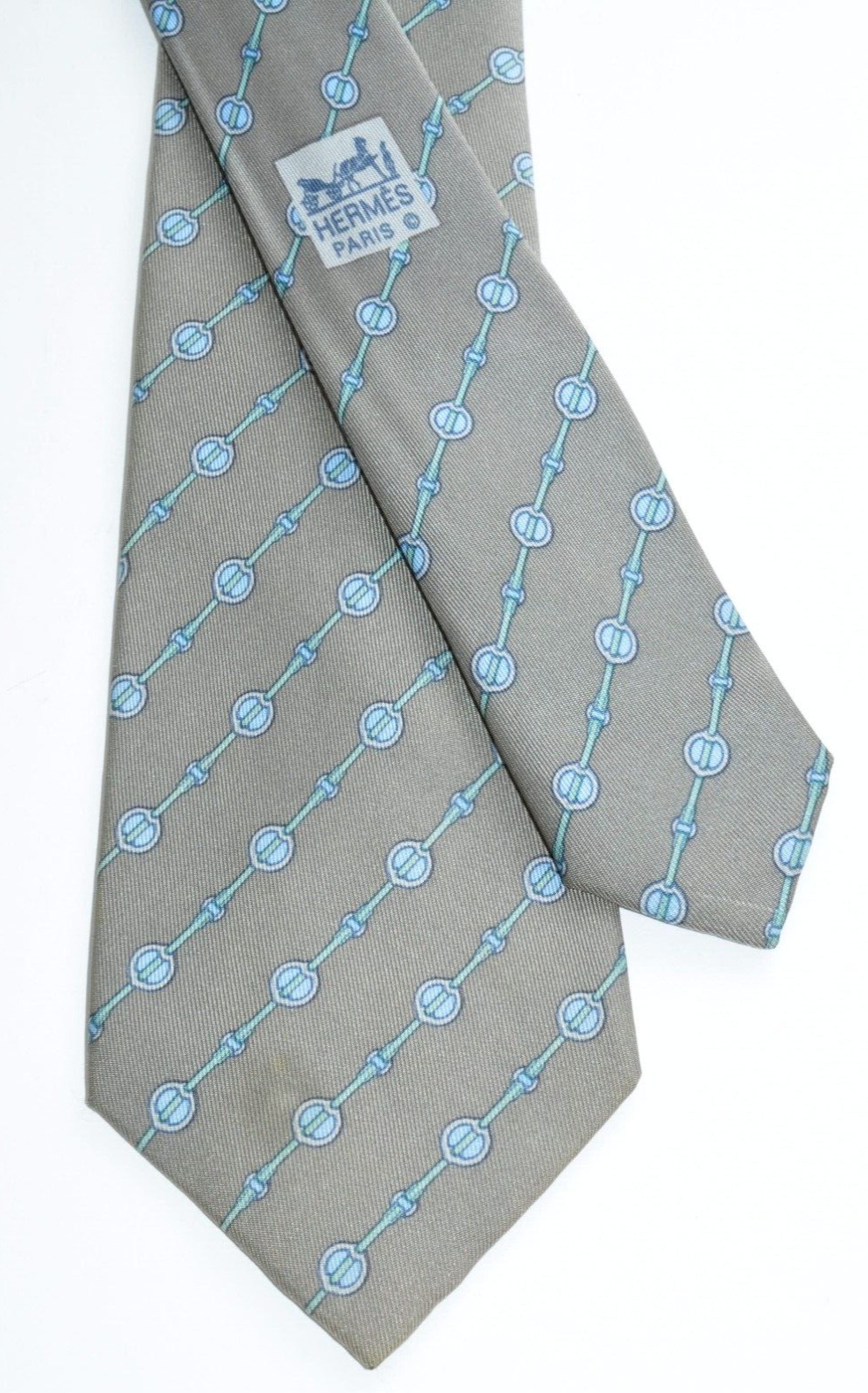 Hermes Tie Regular Whole Pattern 7061 TA Gray Soi… - image 1