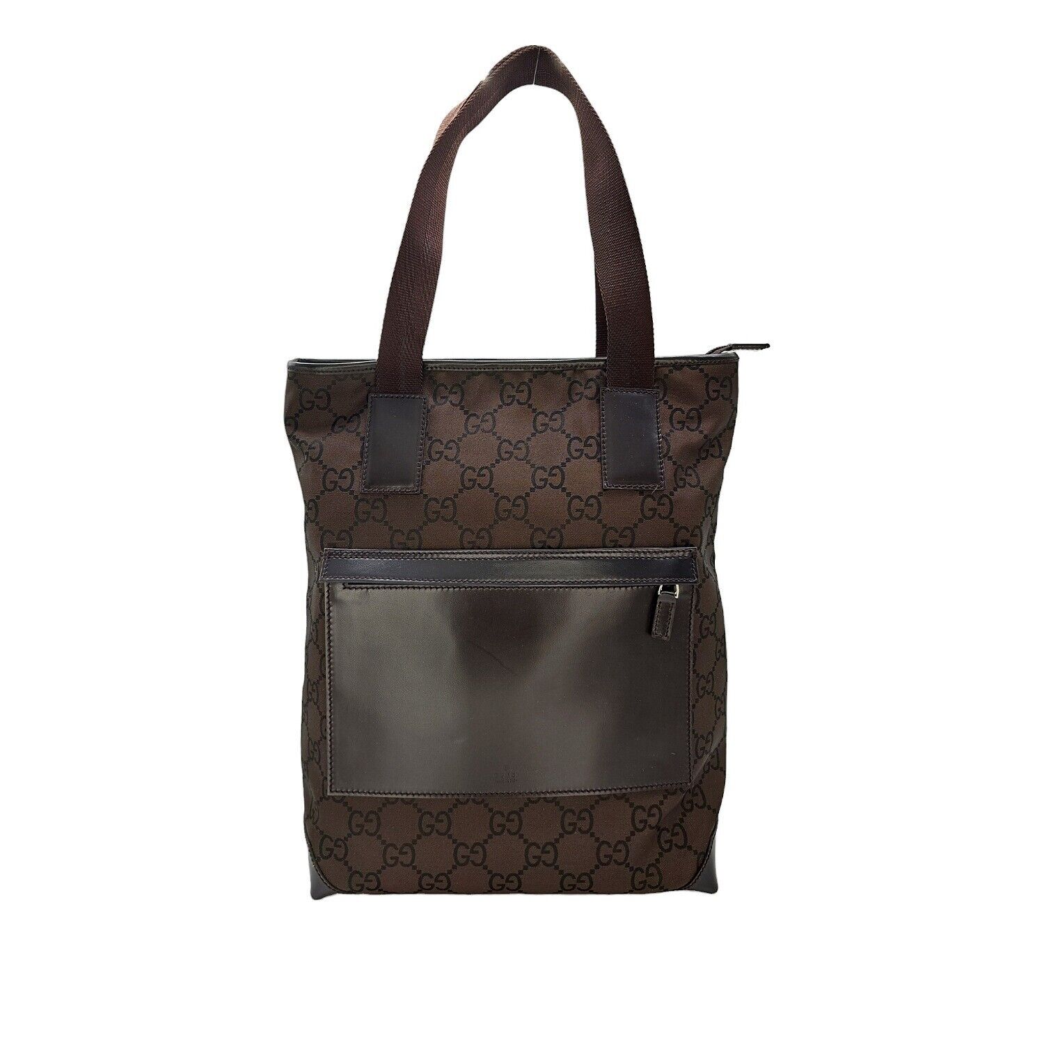 Gucci GG Monogram Nylon / Leather Tall Tote Brown - image 1