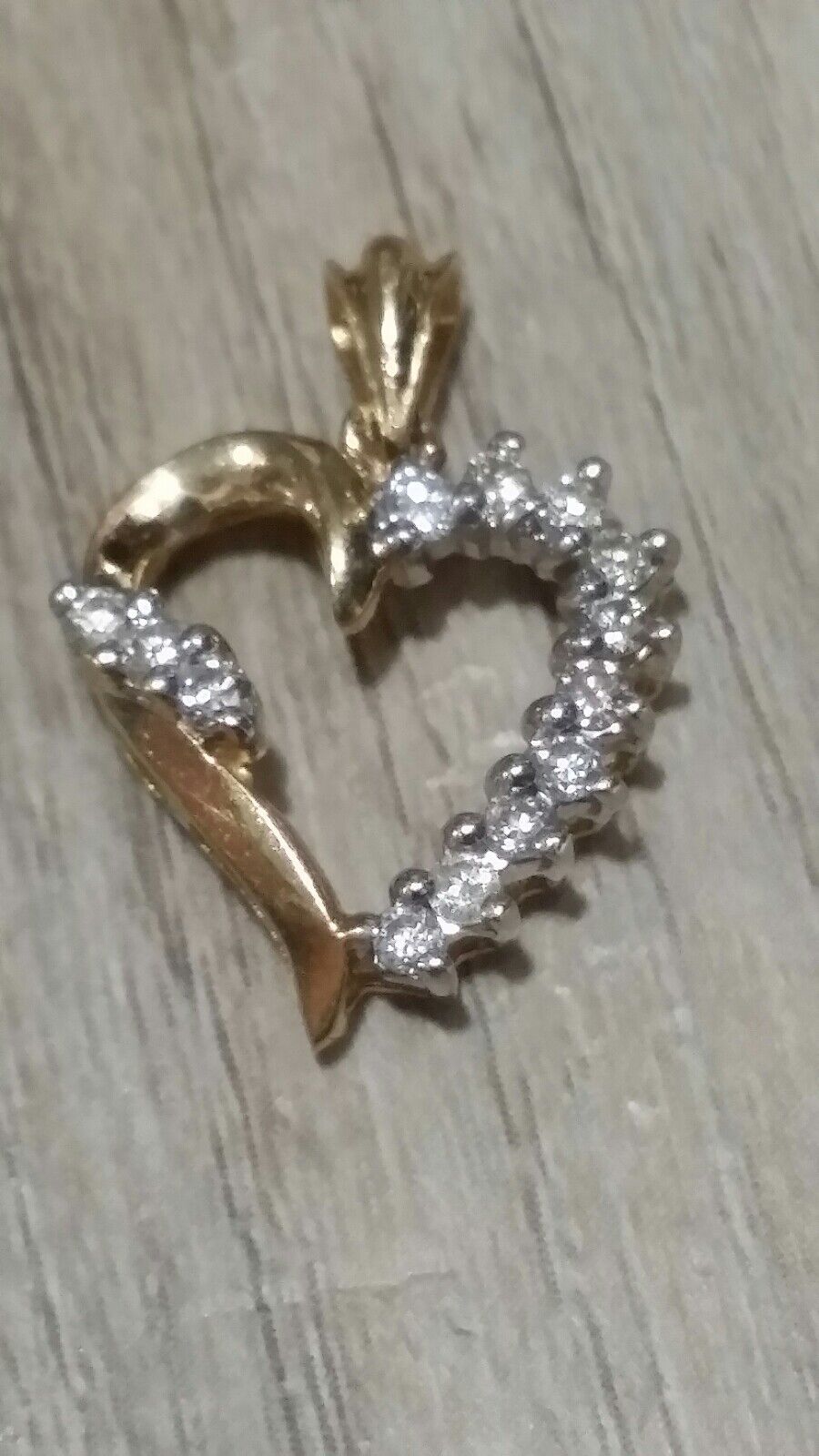 Genuine Diamond 10k Gold Heart Pendent - image 1