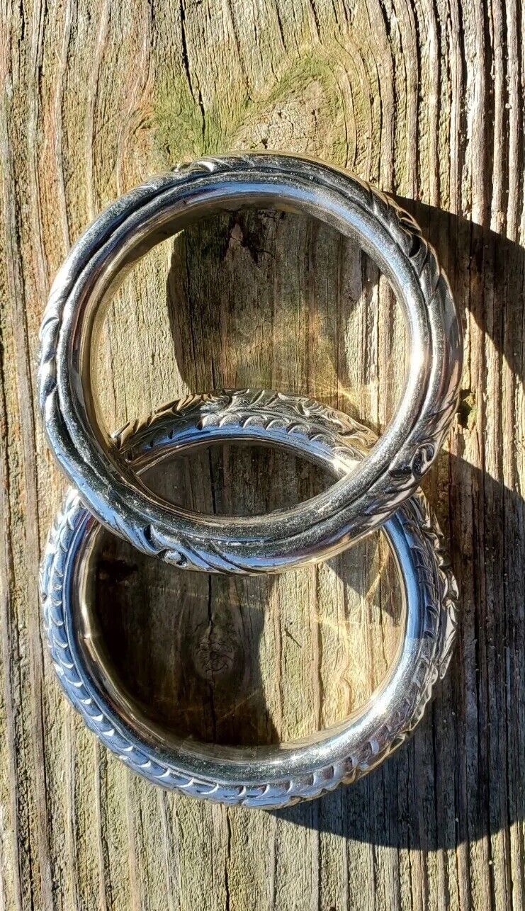 Pair Of Antique Tribal Silver Rattle Bracelets - image 7