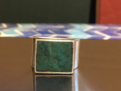 Azurite Malachite ring size 9 Vintage - image 1