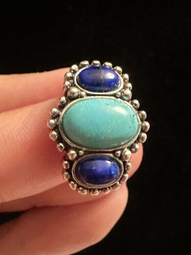 Gorgeous Lapis Lazuli, Turquoise & Sterling Silve… - image 1