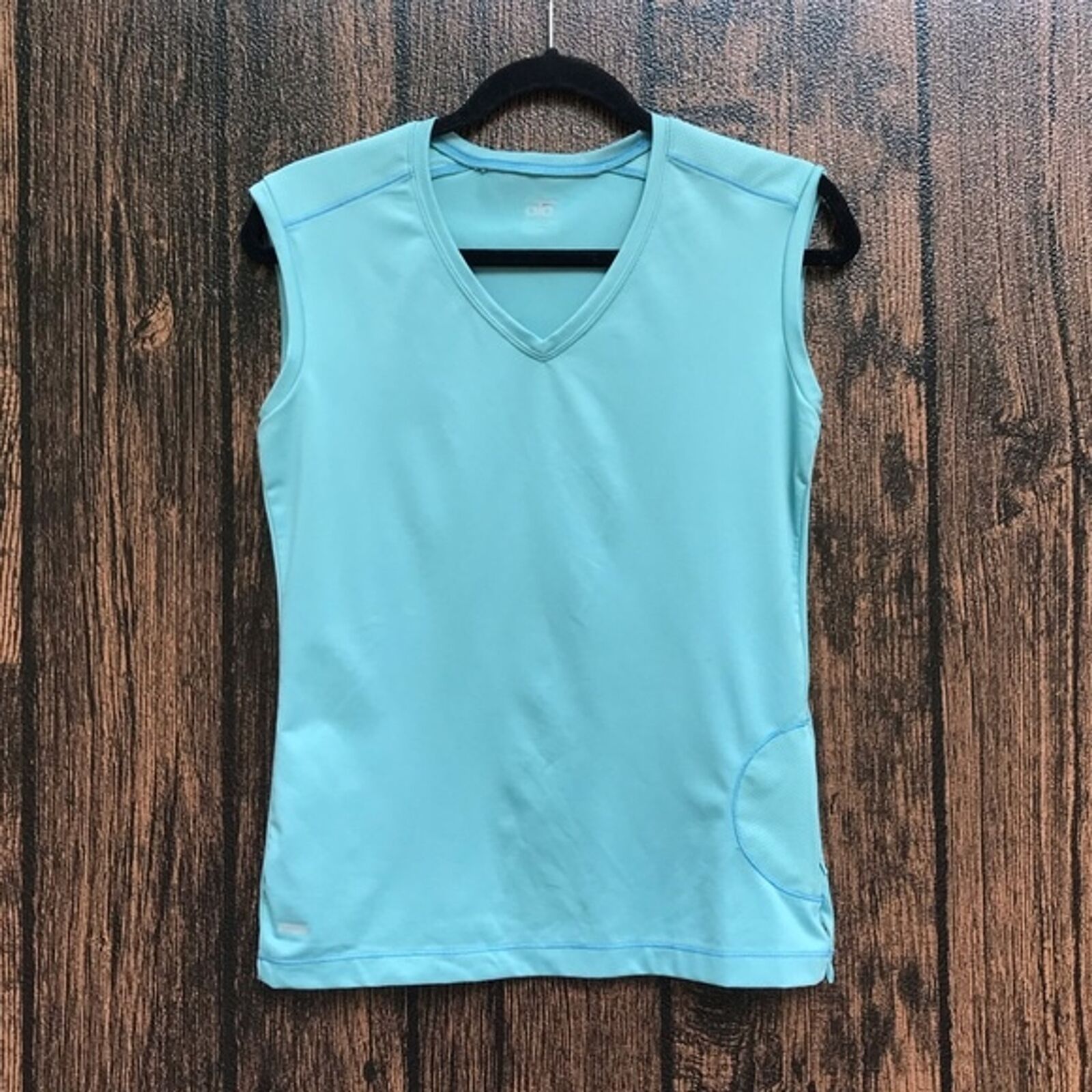 Alo Coolfit V Neck Teal Tank Zip Pocket Yoga Acti… - image 9