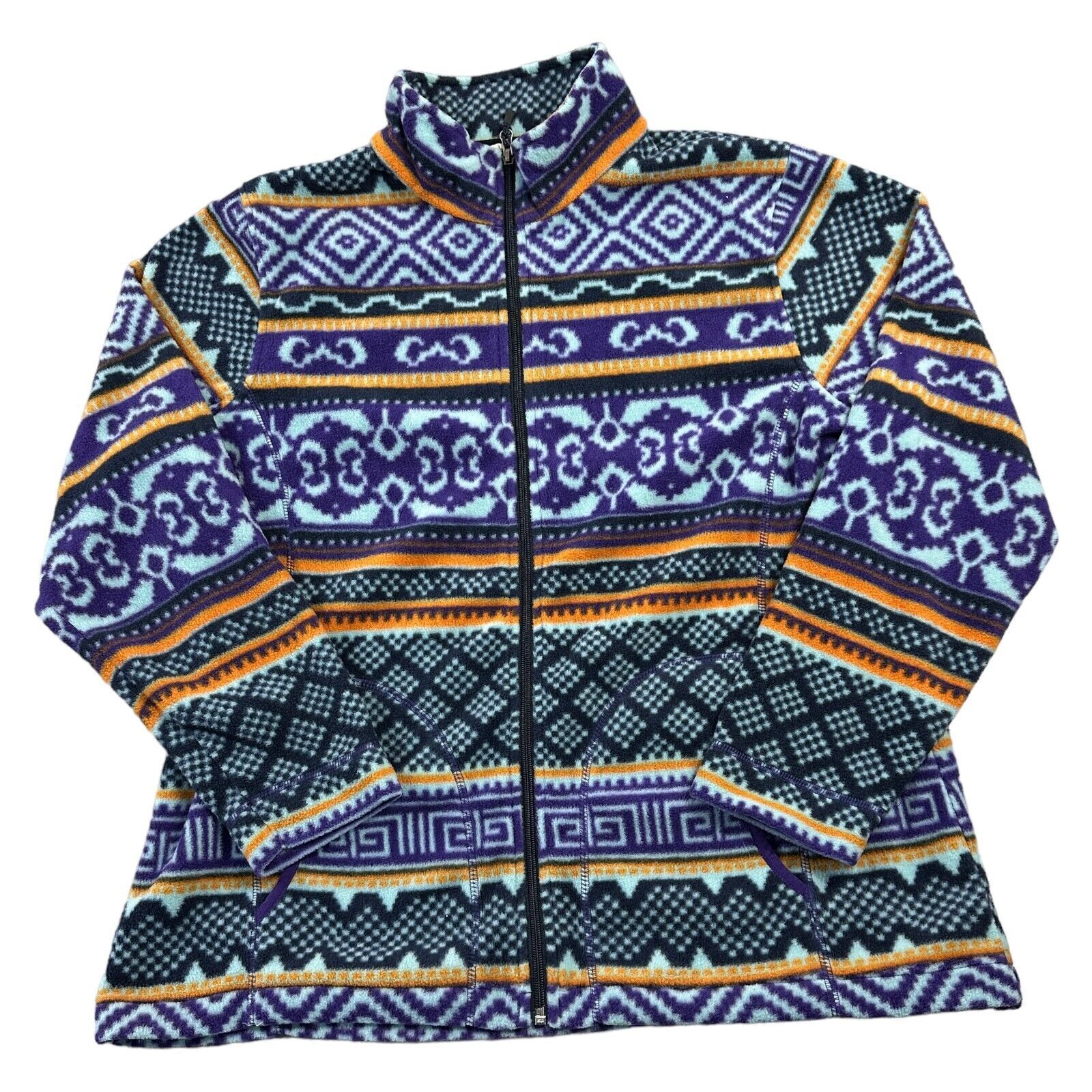 Vintage Woolrich Fleece Jacket Aztec Abstract Pat… - image 1