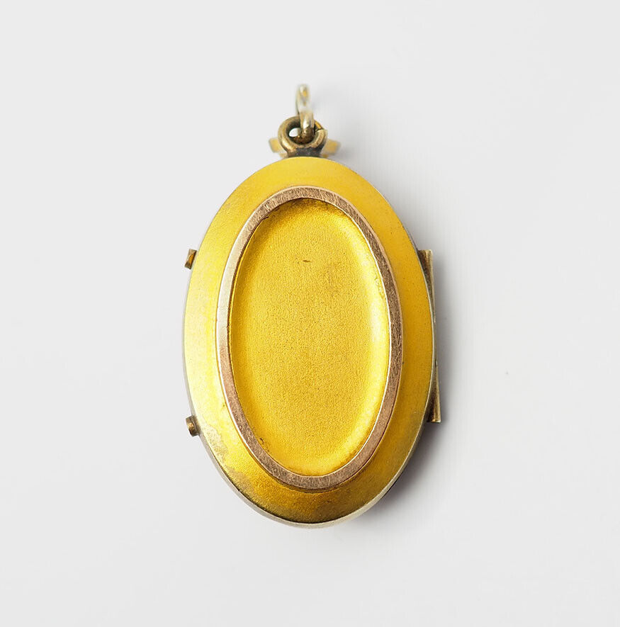 Large antique gold filled and cameo locket pictur… - image 4