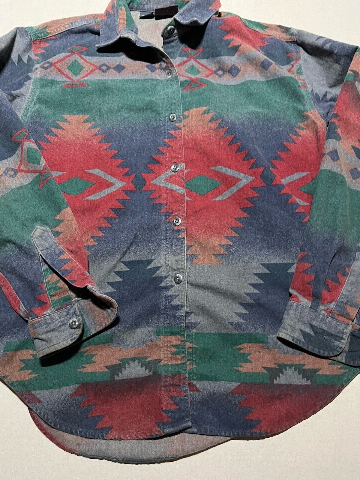 Vintage Woolrich Flannel Shirt Aztec Womens Mediu… - image 2