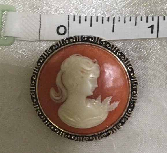 Vintage Cameo Scarf Clip Ring Brooch Western Germ… - image 2