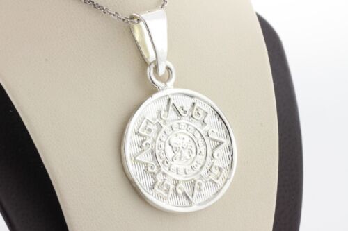 Sterling Silver 925 Aztec Maya Solar Calendar Sun… - image 1