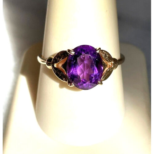 14K YELLOW GOLD  AND AMETHYST RING SIZE 9.75 SKY - image 1