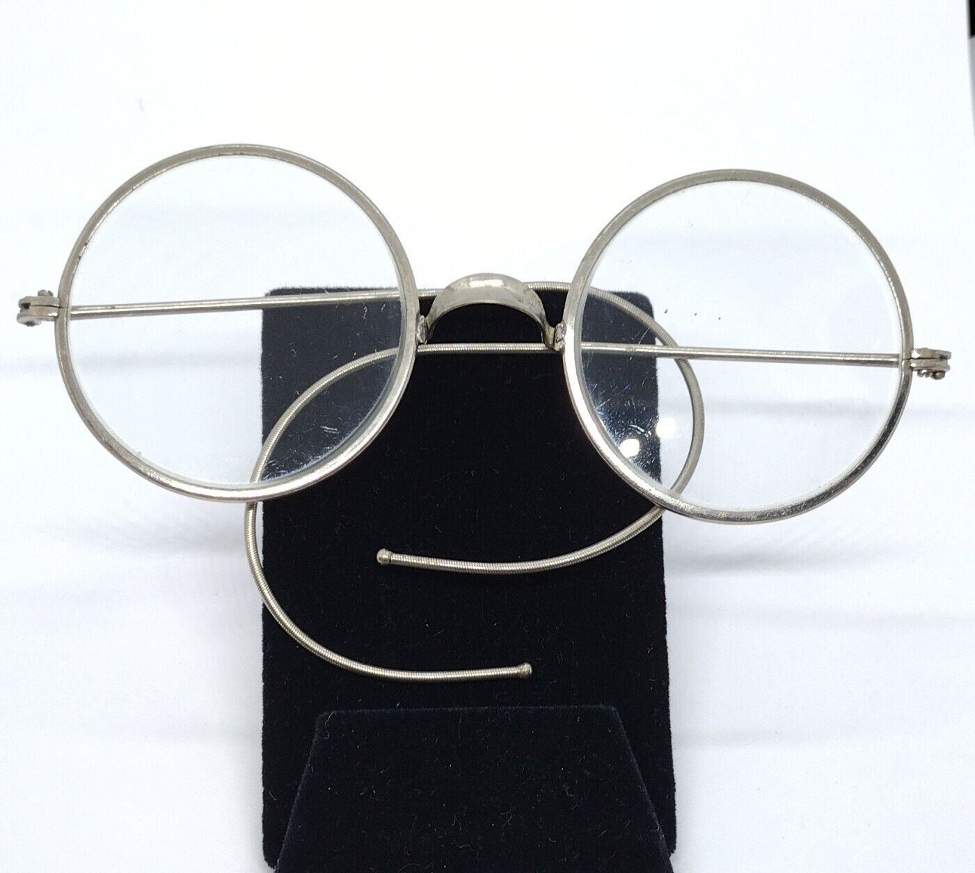 Antique Round Eyeglasses Silvertone Frames Circa … - image 4