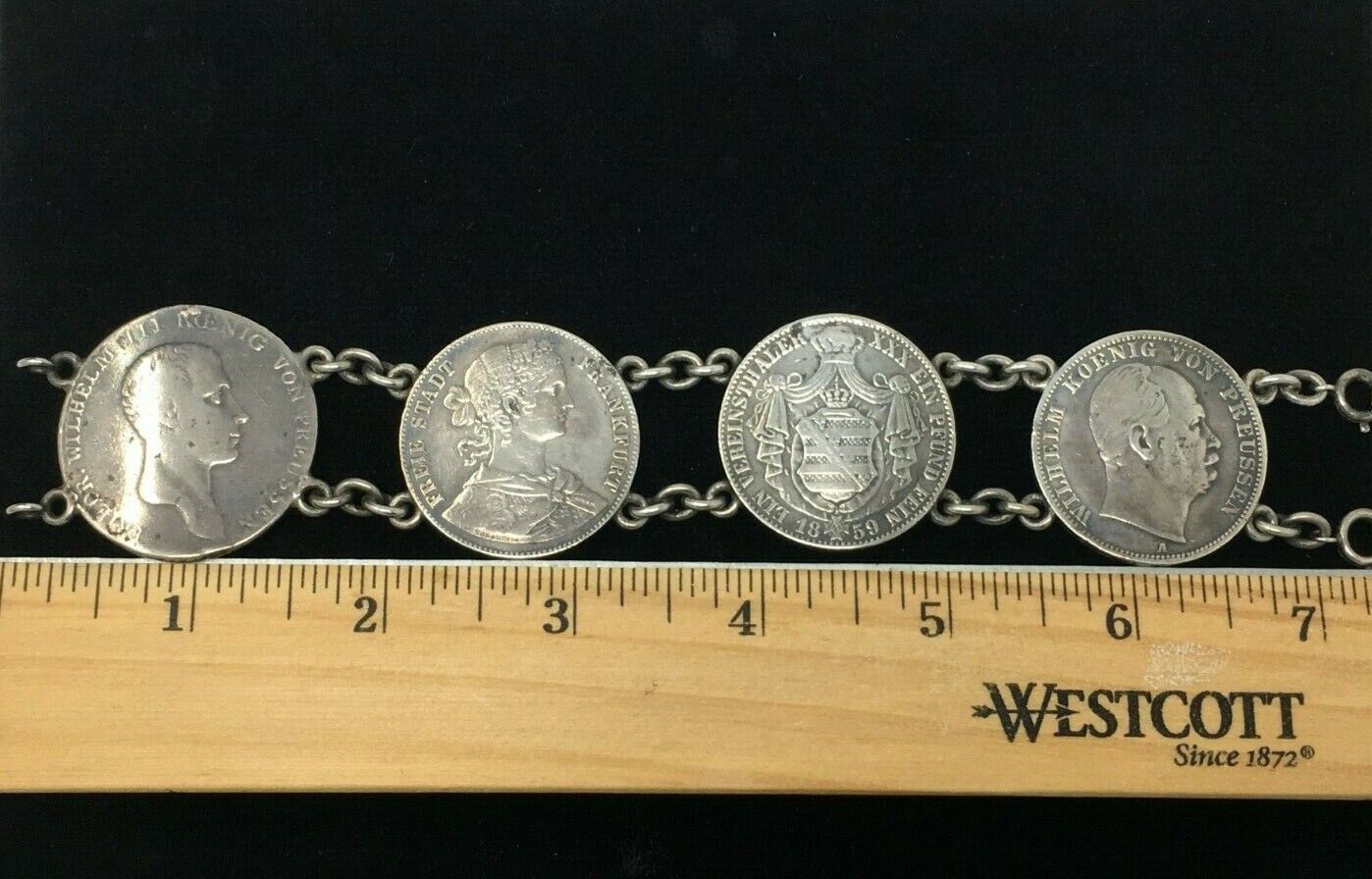 Antique Silver German States Thaler Coin Bracelet - image 2