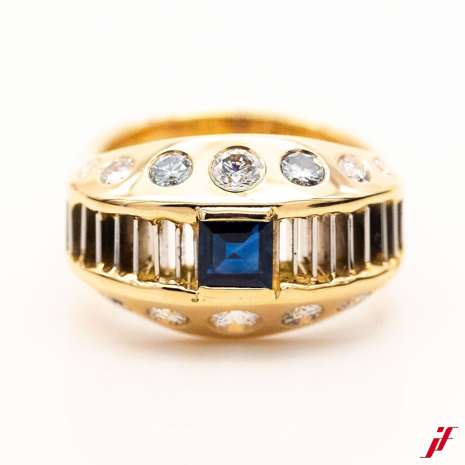 Ring 750/18K Yellow Gold Sapphire Diamonds 1,0ct … - image 1