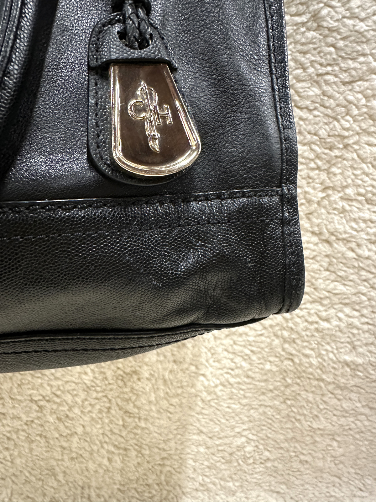 Vtg VALISE KENDRA E/W EAST WEST Cole Haan Black L… - image 3