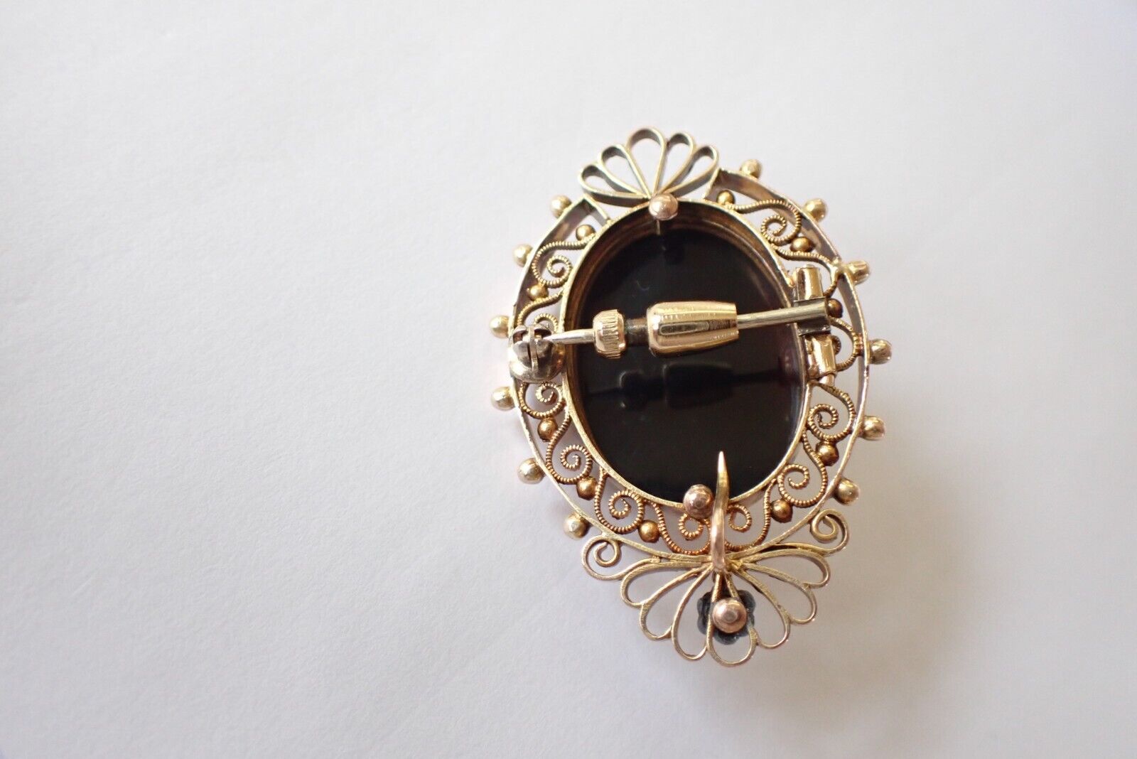 Victorian Antique 10K Rose Gold Hardstone Onyx & … - image 6