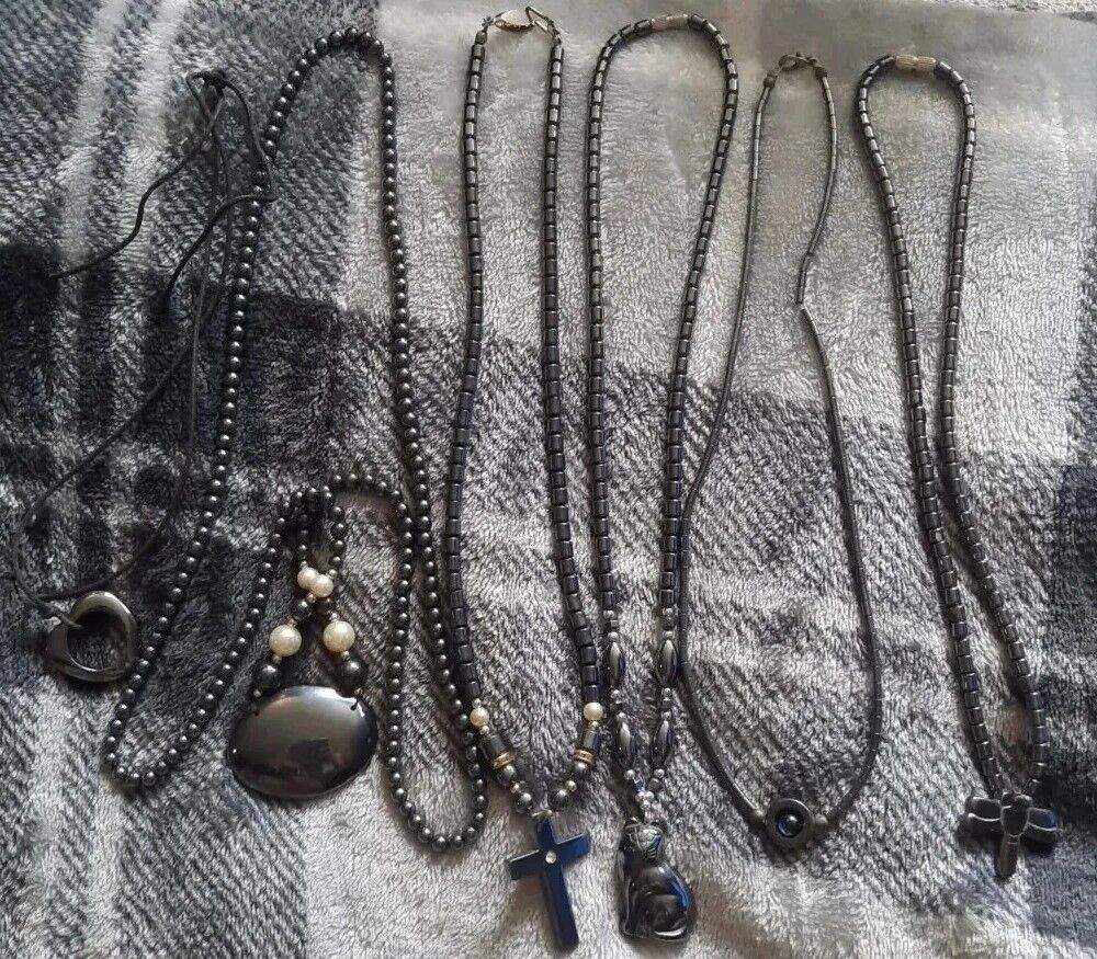 Lot Of 6 Vintage Hematite Beaded Necklaces - image 1