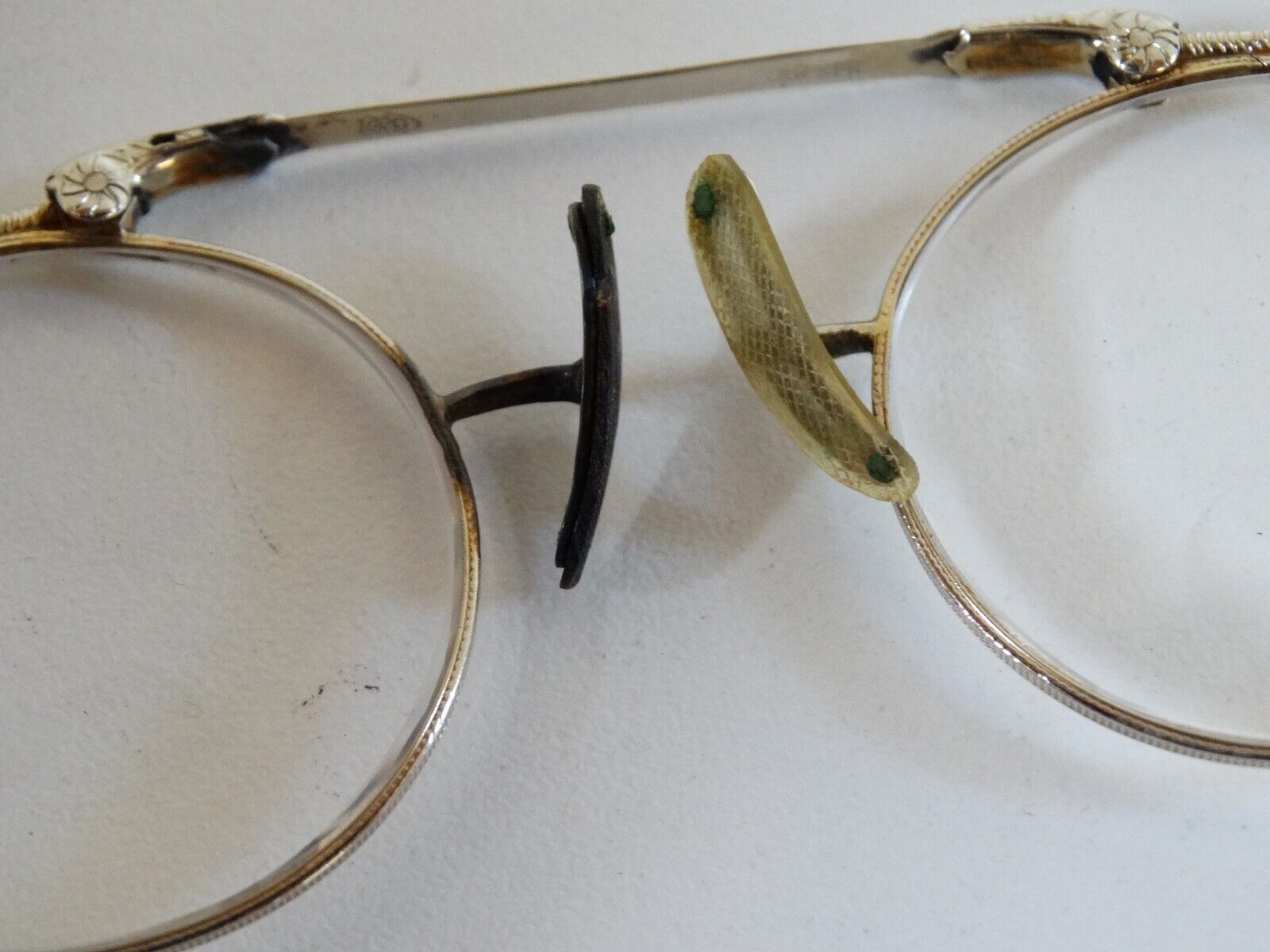 antique LORGNETTE GLASSES 14K spring bi focal lens - image 7