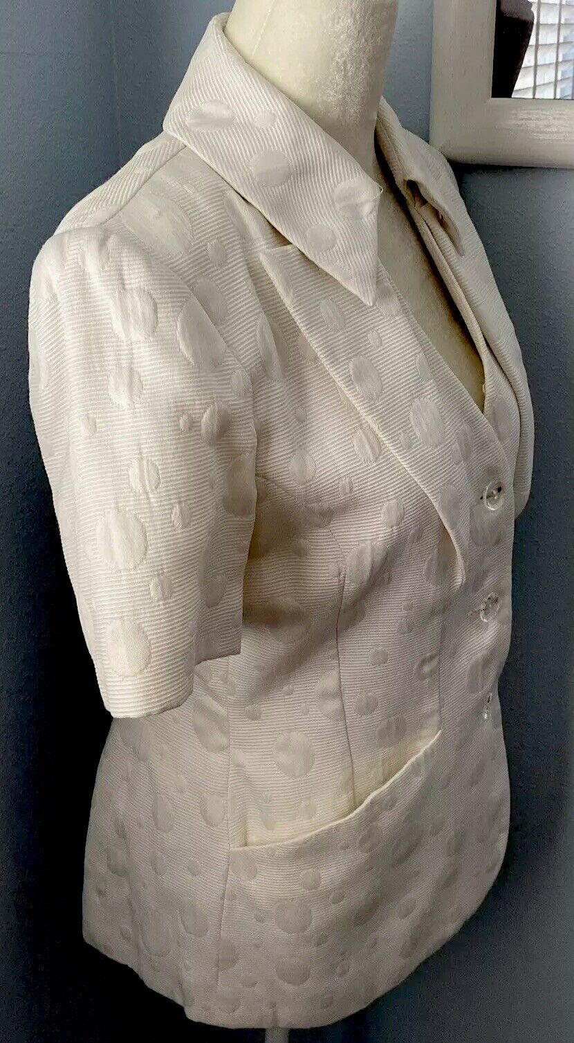 MAX NUGUS Haute Couture Blazer Jacket Sz XS S Whi… - image 5