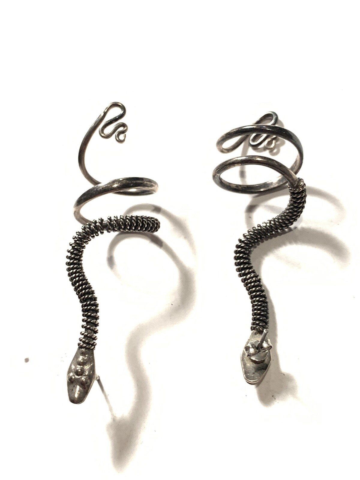 925 Sterling Silver Coiled Snake Earrings - image 6