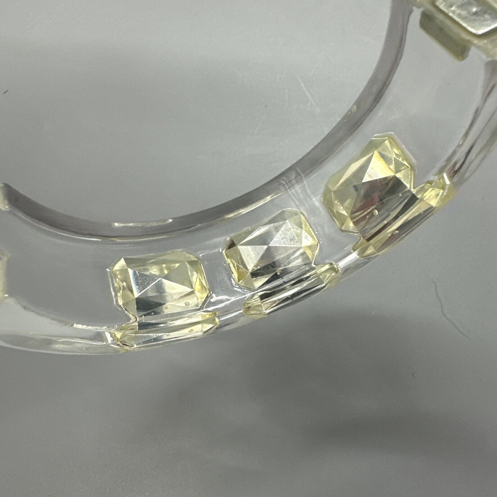 Women's Clear Lucite Hinged Bangle Huge Channel S… - image 6