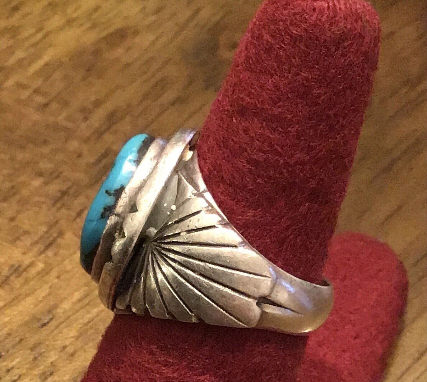 Sterling Turquoise Ring signed Fred Guerro OLD OA… - image 3