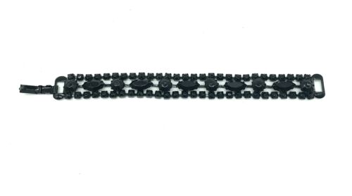 Vintage Signed Weiss Black Rhinestone 7” Bracelet - image 1