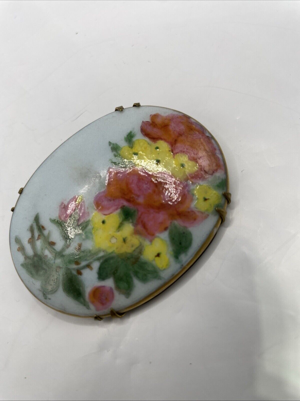 Victorian Hand-Painted Porcelain Portrait Brooch … - image 2