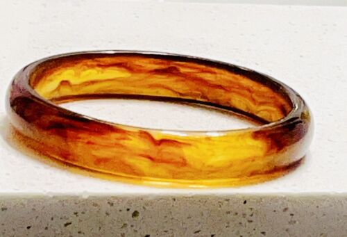 True Vintage Amber & Root beer Swirled Lucite Ban… - image 1