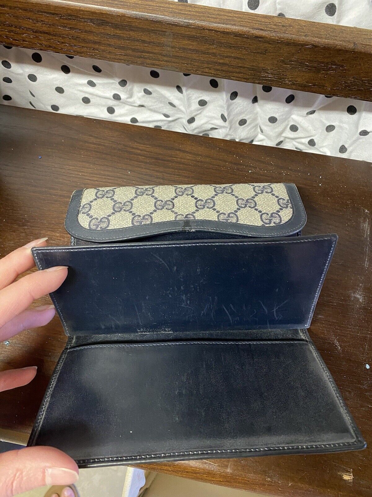 Authentic Vintage Gucci Navy Horsebit Wallet - image 5