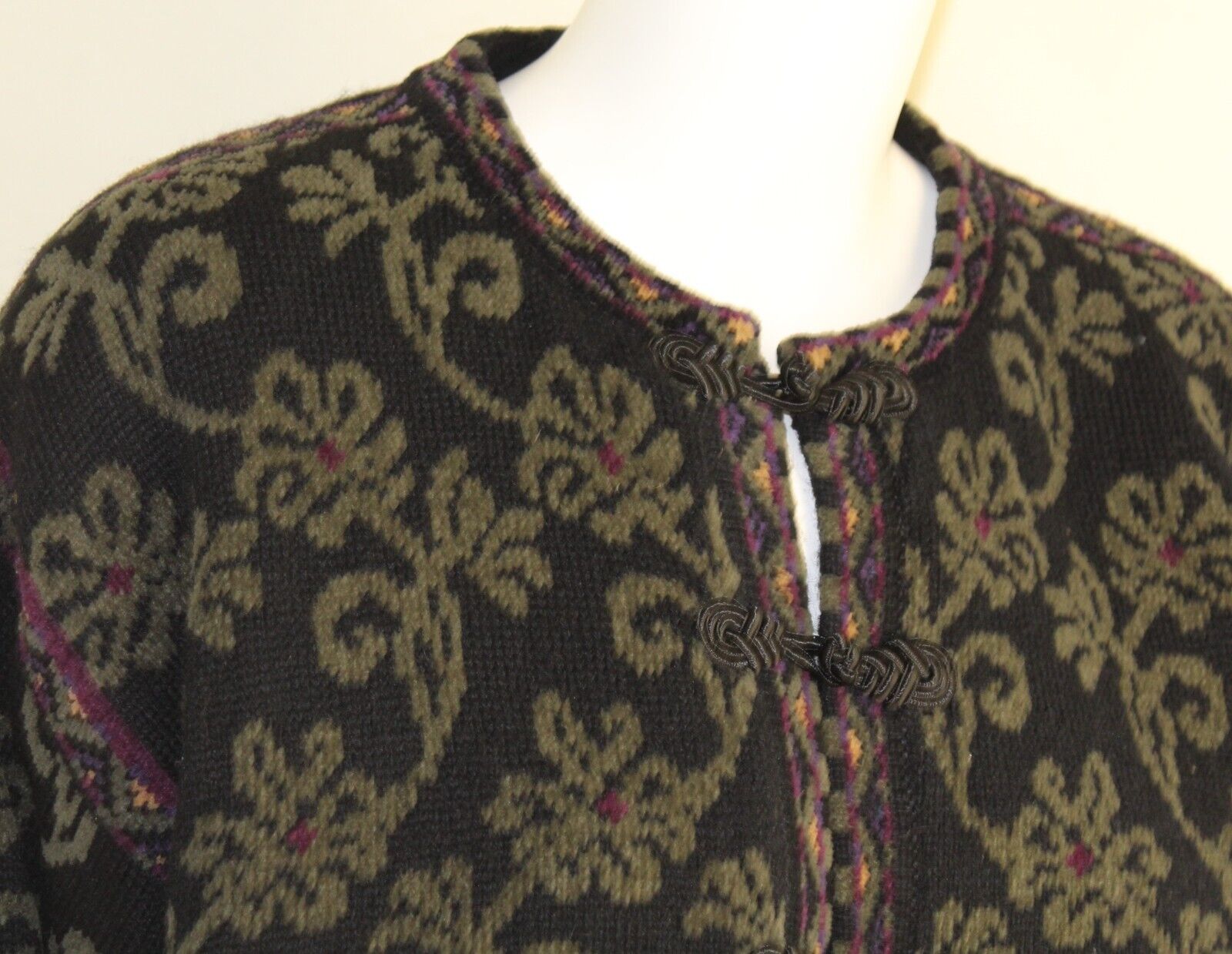 Icelandic Design Sz L Gorgeous Wool Chenille Asia… - image 2